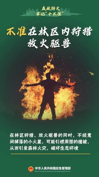 9.不准在林区内狩猎放火驱兽