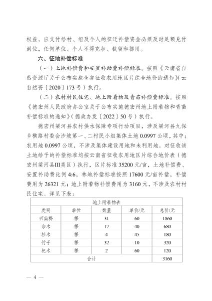 3梁政发[2023]13号 梁河县人民政府关于印发德宏州梁河县农村供水保障专项行动项目征地补偿安置方案的通知(盖章)_03